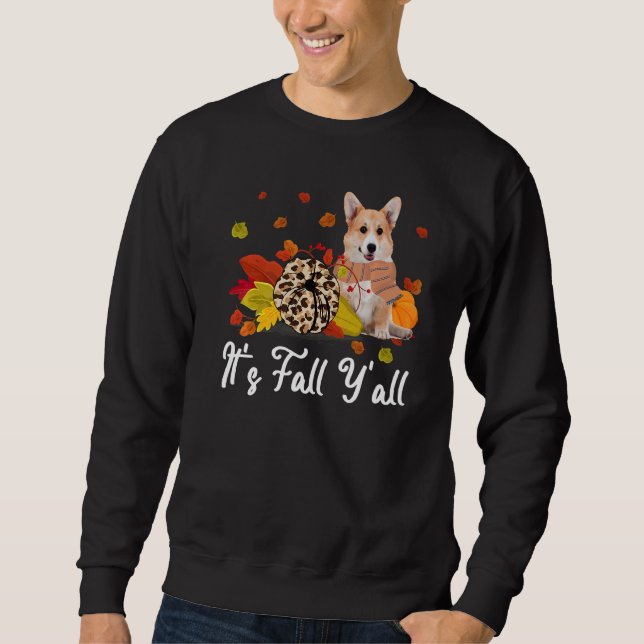 Leopard Pumpkin Falling It's Fall Y'all Yellow Cor Sweatshirt (Front)