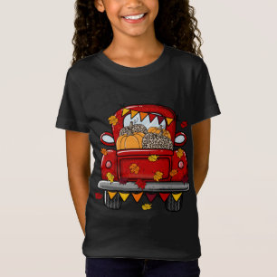 Leopard Pumpkin Farm Truck Maple leaves Hello Fall T-Shirt