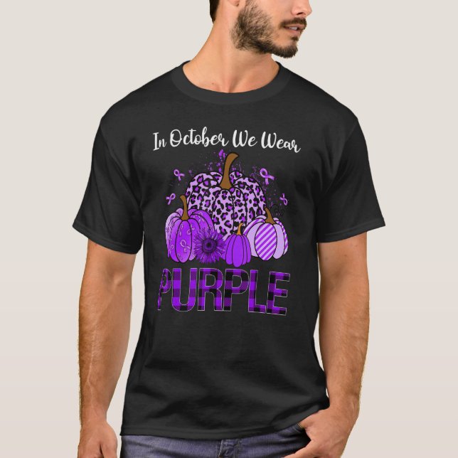 Leopard Pumpkin In October We Wear Purple Domestic T-Shirt (Front)