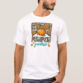 Leopard Pumpkin Junkie Fall Leave T-Shirt