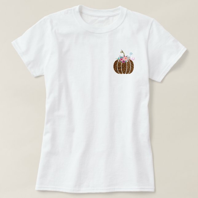 Leopard pumpkin pocket placement T-Shirt (Design Front)