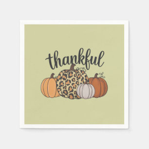 Leopard Pumpkin Season Thanksgiving Halloween Fall Napkins