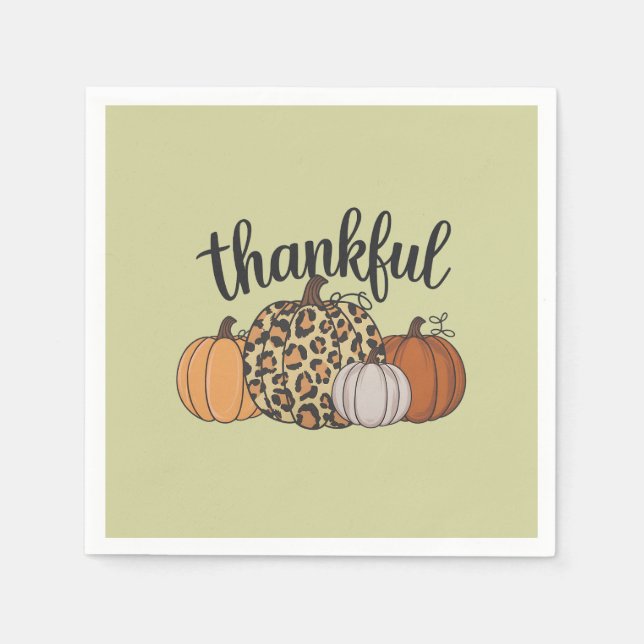 Leopard Pumpkin Season Thanksgiving Halloween Fall Napkins (Front)