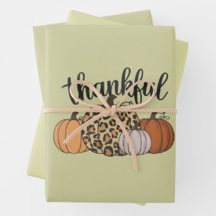 Leopard Pumpkin Season Thanksgiving Halloween Fall Wrapping Paper Sheets