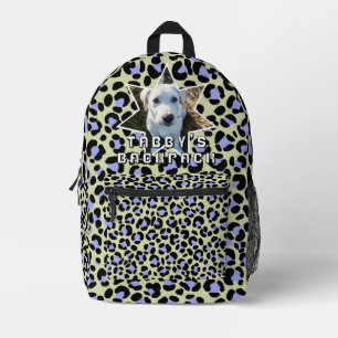 Leopard Purple Black Dog Photo Personalized Printed Backpack