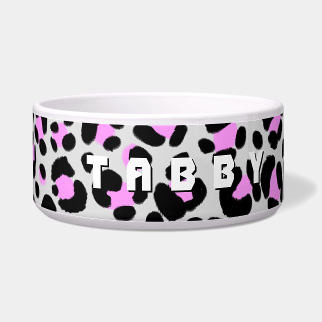 Leopard  Purple Black Personalized Bowl (Right)