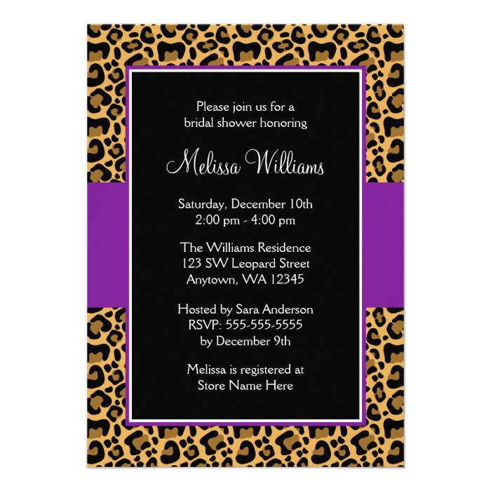 Leopard Purple Bridal Shower Invitations