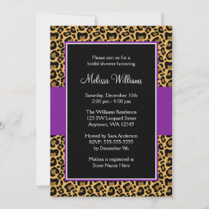 Leopard Purple Bridal Shower Invitations