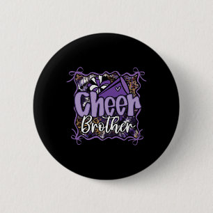 Leopard Purple Coquette Cheer Brother Cheerleader Button