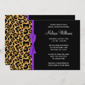 Leopard Purple Printed Ribbon Bridal Shower Invitation (Front/Back)