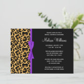 Leopard Purple Printed Ribbon Bridal Shower Invitation (Standing Front)