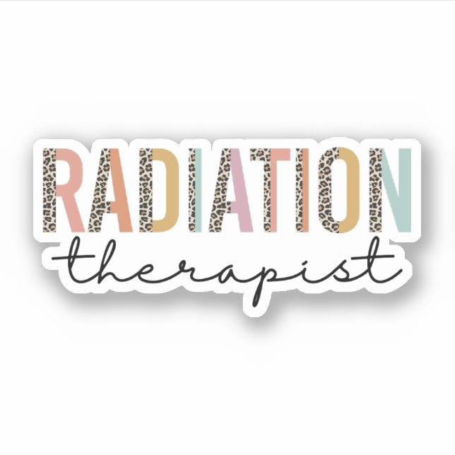 Leopard Radiation Therapist, Rad Therapy Grad Gift Sticker (Front)