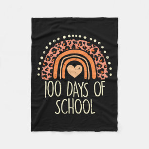 Leopard Rainbow 100 Days School Cute 100th Day Tea Fleece Blanket