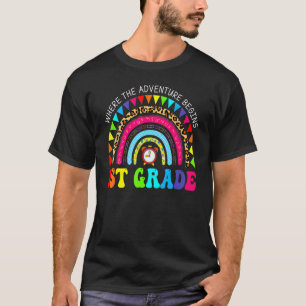 Leopard Rainbow 1st Grade Where The Adventure Begi T-Shirt