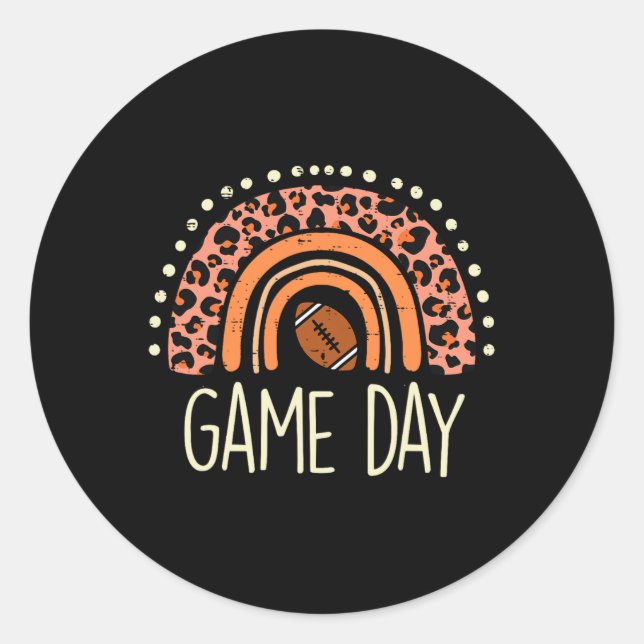 Leopard Rainbow American Football Game Day Sport W Classic Round Sticker (Front)