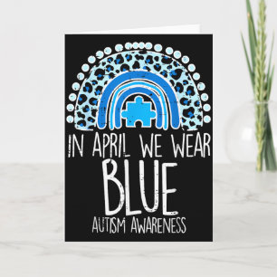 Leopard Rainbow April We Wear Blue Autism Awarenes Card