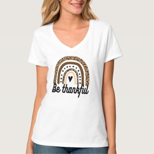 LEOPARD RAINBOW _ BE THANKFUL T_Shirt