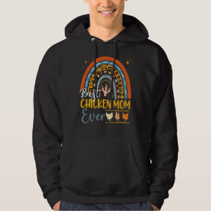 Leopard Rainbow Best Chicken Mom Ever Farmer Mothe Hoodie