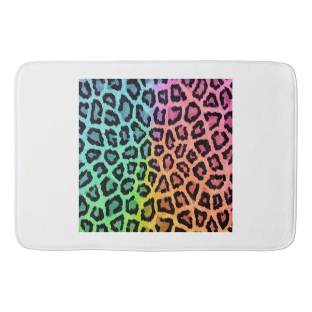 leopard rainbow bg bath mat (Front)