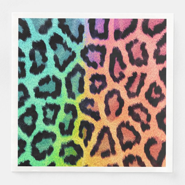 leopard rainbow bg paper dinner napkins (Front)