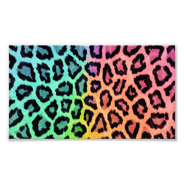 leopard rainbow bg photo print (Front)