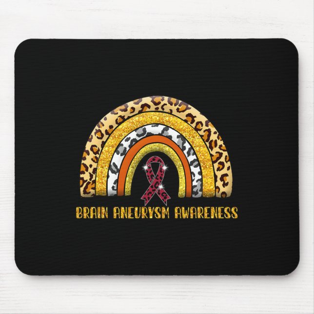 Leopard Rainbow Brain Aneurysm Warrior  Mouse Pad (Front)