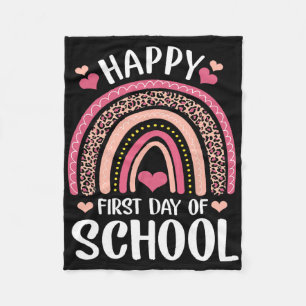 Leopard Rainbow Happy First Day Of School Teacher Fleece Blanket