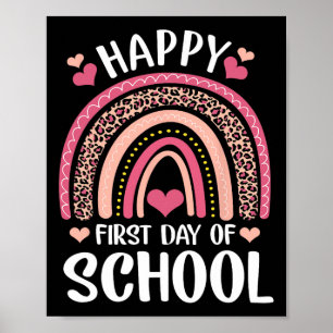 Leopard Rainbow Happy First Day Of School Teacher  Poster