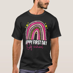 Leopard Rainbow Happy First Day Of School Teacher T-Shirt