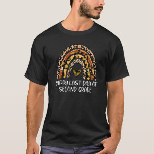 Leopard Rainbow Happy Last Day Of Second Grade Gra T-Shirt