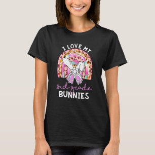 Leopard Rainbow I Love My 2nd Grade Bunnies Teache T-Shirt