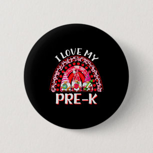 Leopard Rainbow I Love My Pre-k Gnome Teacher Vale Button