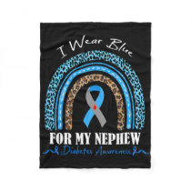 Leopard Rainbow I Wear-blue For My Nephew Diabetes Fleece Blanket