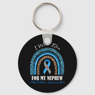Leopard Rainbow I Wear-blue For My Nephew Diabetes Keychain