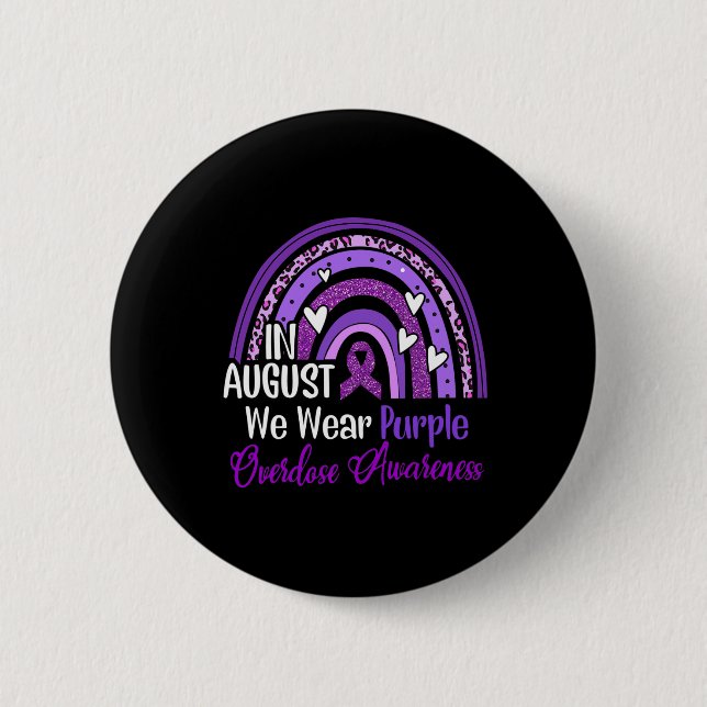 Leopard Rainbow In August We Wear Purple Overdose  Button (Front)