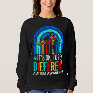Leopard Rainbow It's Ok To Be Different Autism Awa Sweatshirt