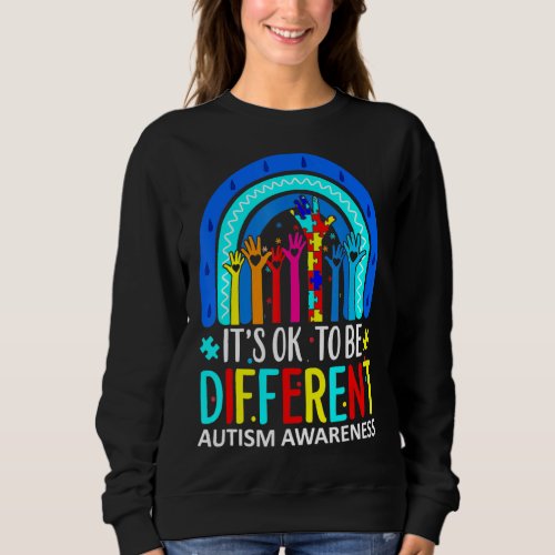 Leopard Rainbow Its Ok To Be Different Autism Awa Sweatshirt