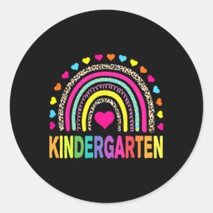 Leopard Rainbow Kindergarten Teacher First Day Of Classic Round Sticker