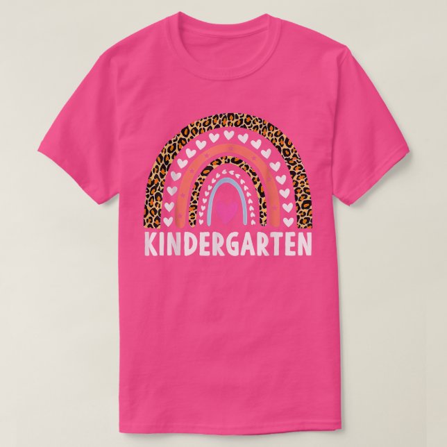 Leopard Rainbow Kindergarten Teacher First Day of  T-Shirt (Design Front)