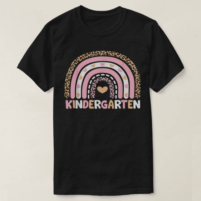 Leopard Rainbow Kindergarten Teacher First Day of  T-Shirt (Design Front)