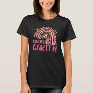 Leopard Rainbow Kindergarten Teacher Team Back To  T-Shirt