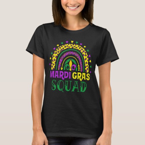 Leopard Rainbow Mardi Gras Squad Party Costume T_Shirt