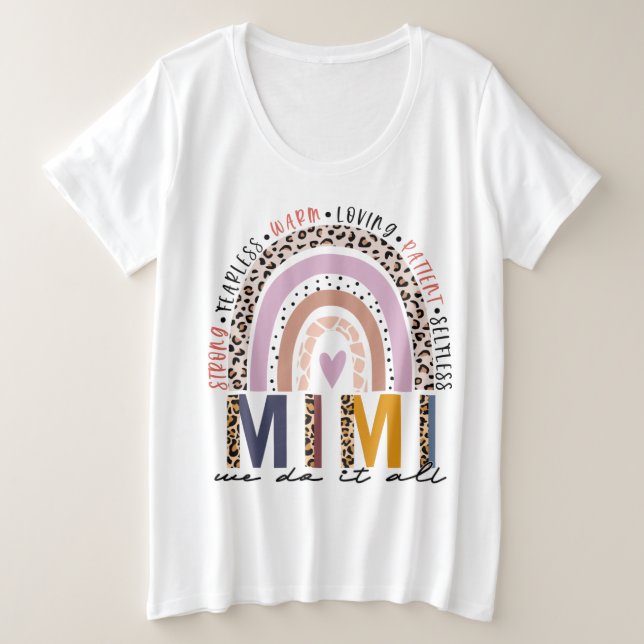 Leopard Rainbow Mimi Life, Blessed Mimi Plus Size T-Shirt (Design Front)