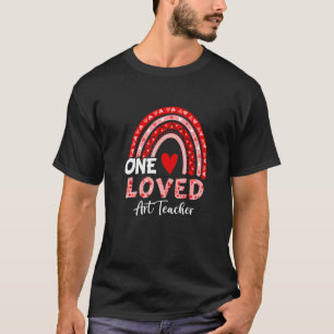 Leopard Rainbow One Loved Art Teacher Valentines M T-Shirt