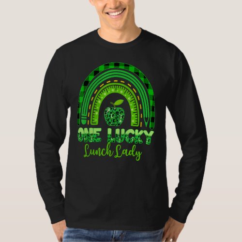 Leopard Rainbow One Lucky Lunch Lady Patricks Day  T_Shirt
