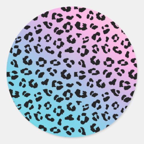 Leopard Rainbow Pattern Safari Leopard Gift Classic Round Sticker