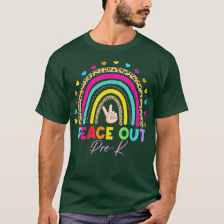 Leopard Rainbow Peace Out Pre-K Last Day Of School T-Shirt