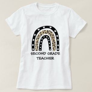 Leopard Rainbow Second Grade Teacher T-Shirt