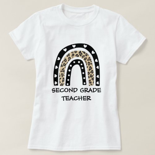 Leopard Rainbow Second Grade Teacher T_Shirt