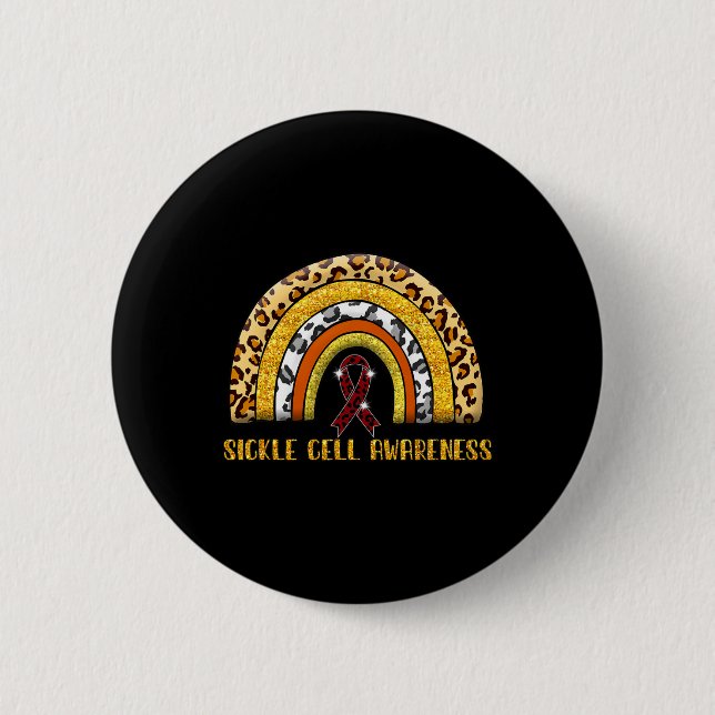 Leopard Rainbow Sickle Cell Warrior  Button (Front)